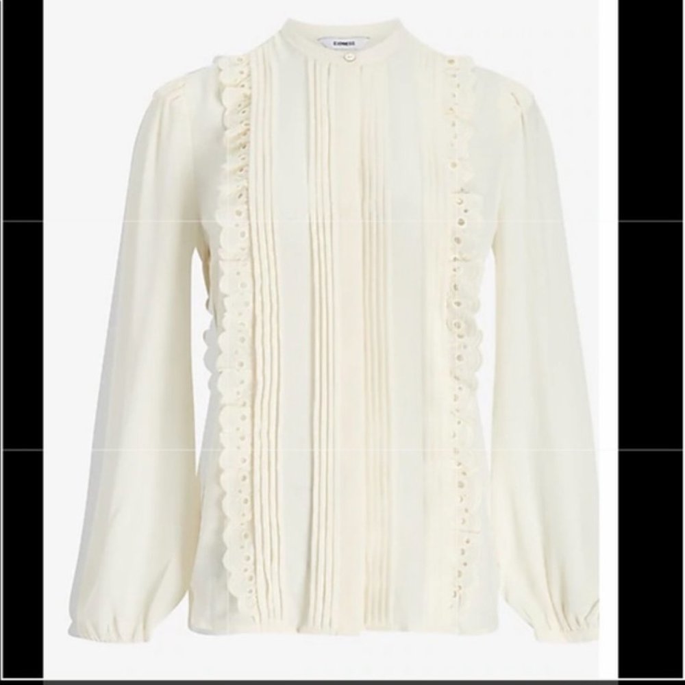 Express Pleated Ruffle button down Shirt-size S